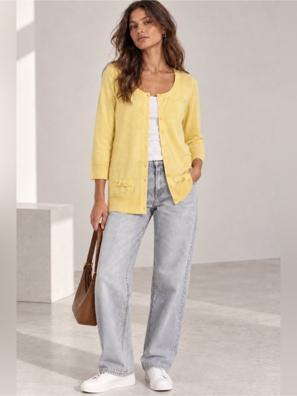 Yellow Lightweight Knit Cardigan – Approx. L